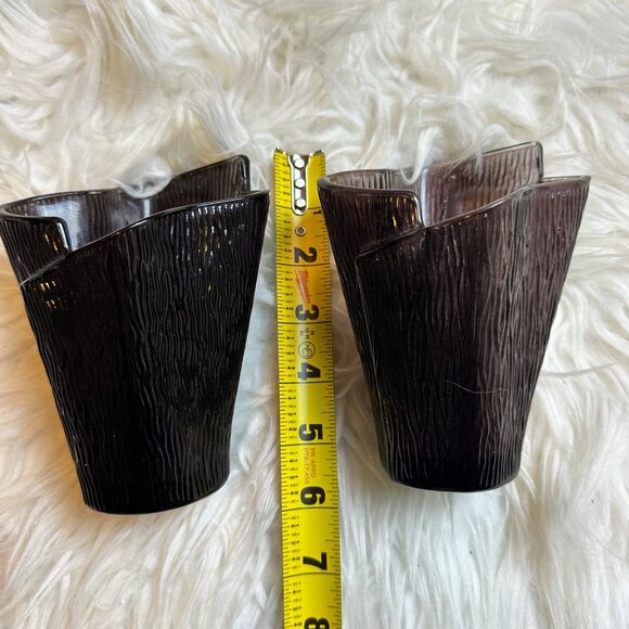 Vintage PartyLite Candle Votives Set Purple Glass 2PC Grunge Goth Art Deco - Picture 7 of 10